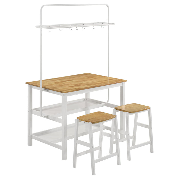 Edgeworth 3-piece Kitchen Island Counter Table Set White - California Furniture (Coachella, CA)