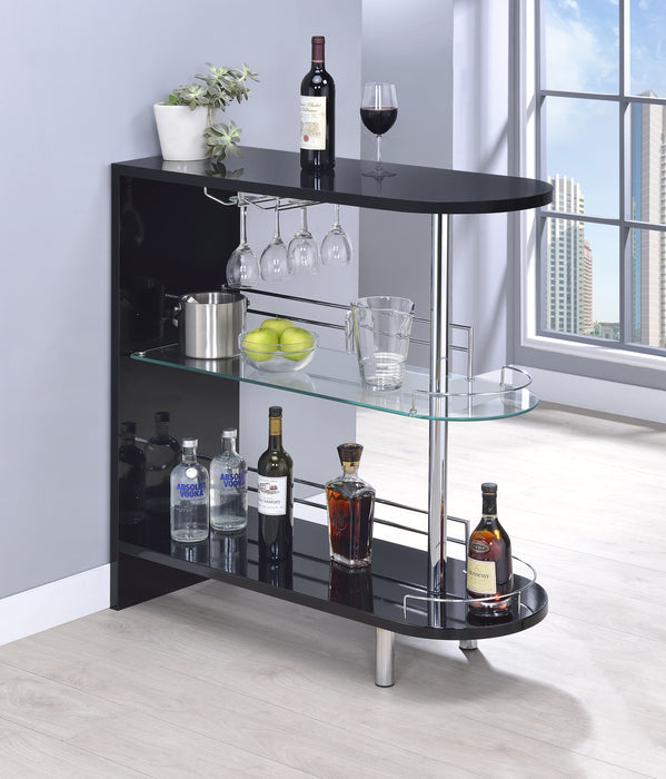 Adolfo 3-tier Bar Table Glossy Black and Clear - California Furniture (Coachella, CA)