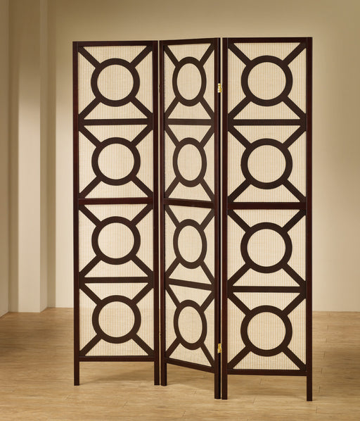 Vulcan 3-panel Geometric Folding Screen Tan and Cappuccino - California Furniture (Coachella, CA)