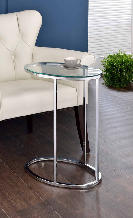 Kyle Oval Snack Table Chrome and Clear - California Furniture (Coachella, CA)