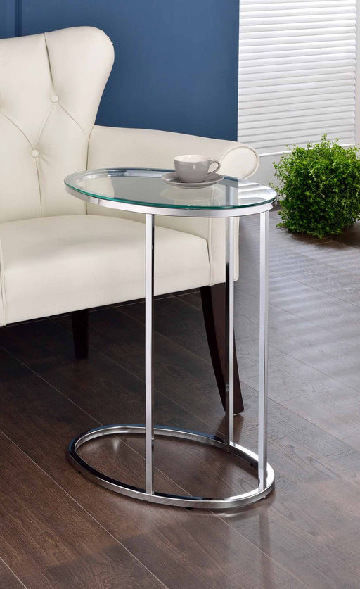 Kyle Oval Snack Table Chrome and Clear - California Furniture (Coachella, CA)