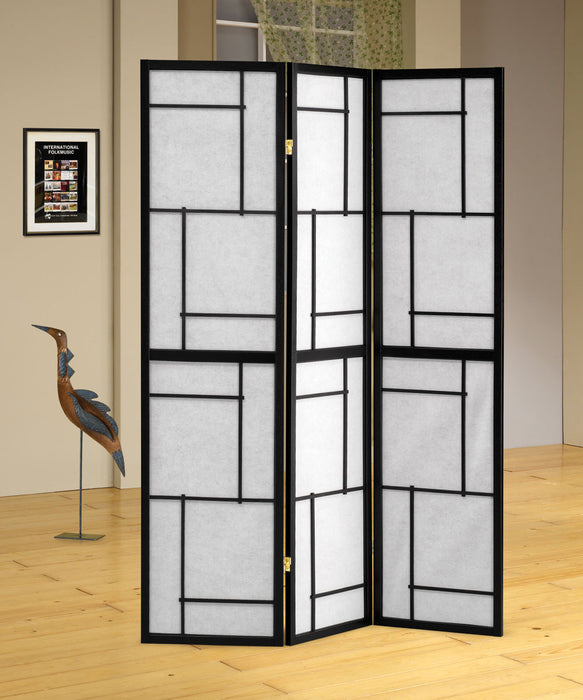 Damis 3-panel Folding Floor Screen Black and White - California Furniture (Coachella, CA)