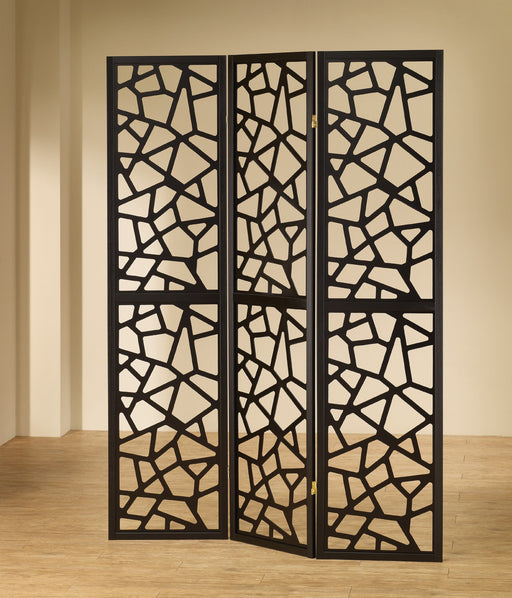 Nailan 3-panel Open Mosaic Pattern Room Divider Black - California Furniture (Coachella, CA)