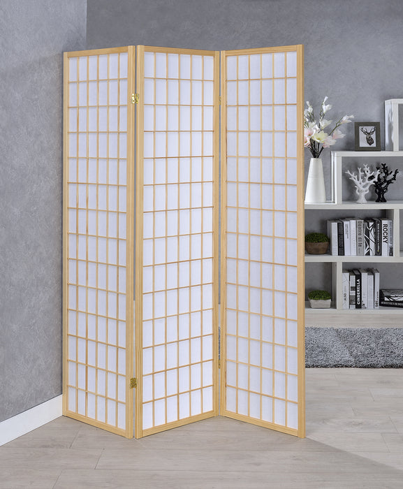 Carrie 3-panel Folding Screen Natural and White - California Furniture (Coachella, CA)