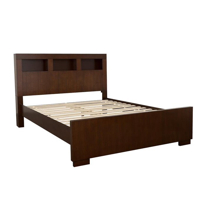 Jessica California King, E.king, & Queen Bed with Storage Headboard Cappuccino - California Furniture (Coachella, CA)