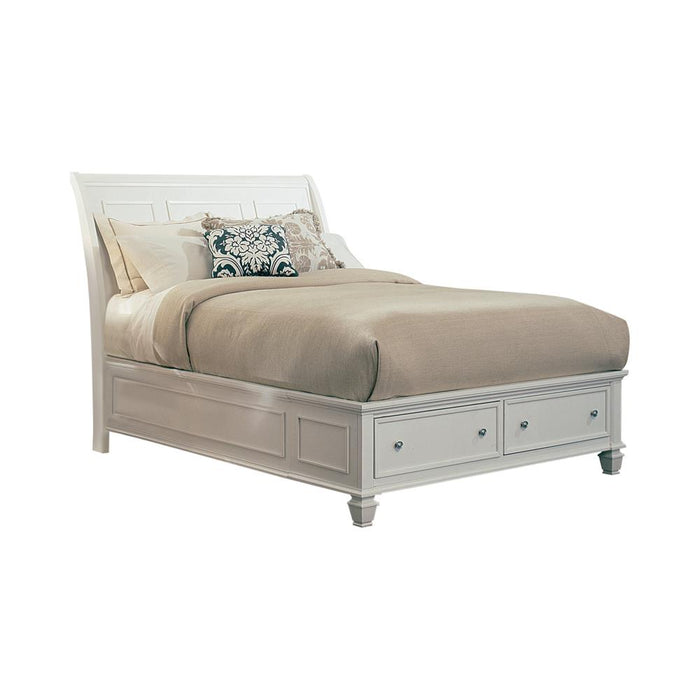 Sandy Beach Queen & E.King Panel Bed with High Headboard Black & White - California Furniture (Coachella, CA)