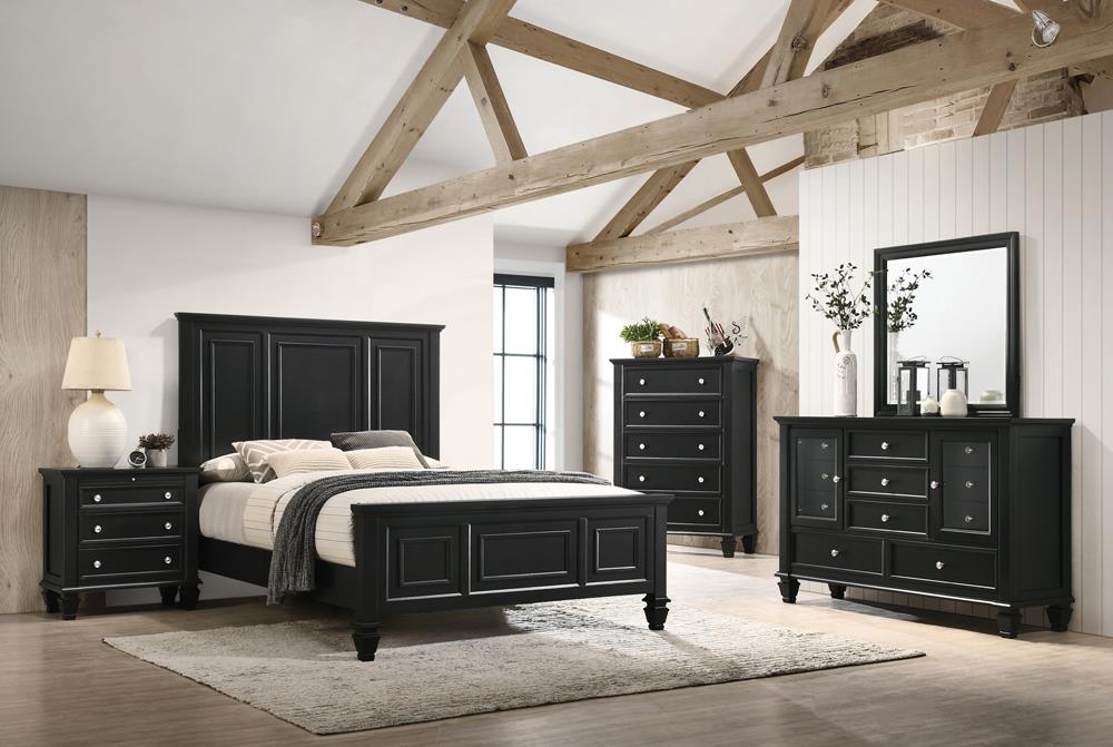 Sandy Beach 4 & 5 Piece Storage Bedroom Set with Sleigh Headboard E.King, Queen, & Cal.King - California Furniture (Coachella, CA)