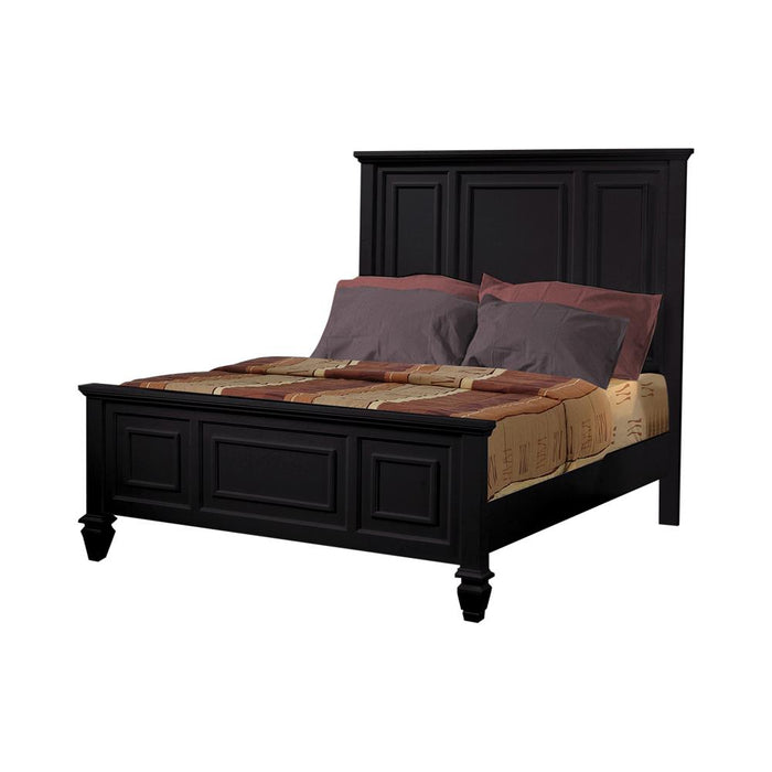 Sandy Beach Queen & E.King Panel Bed with High Headboard Black & White - California Furniture (Coachella, CA)