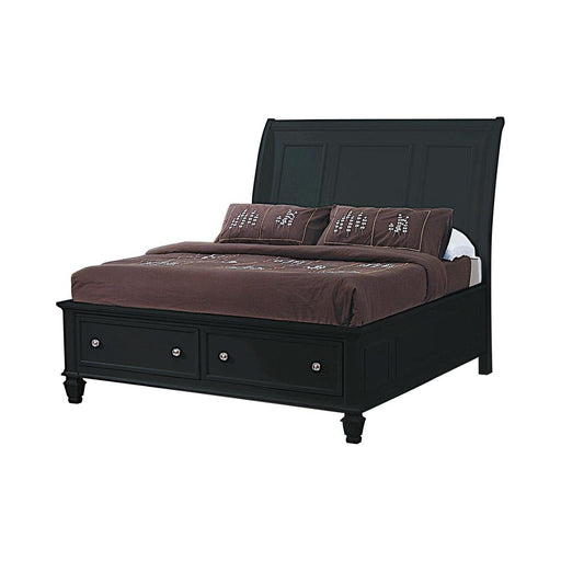 Sandy Beach Queen & E.King Storage Sleigh Bed Black & White - California Furniture (Coachella, CA)