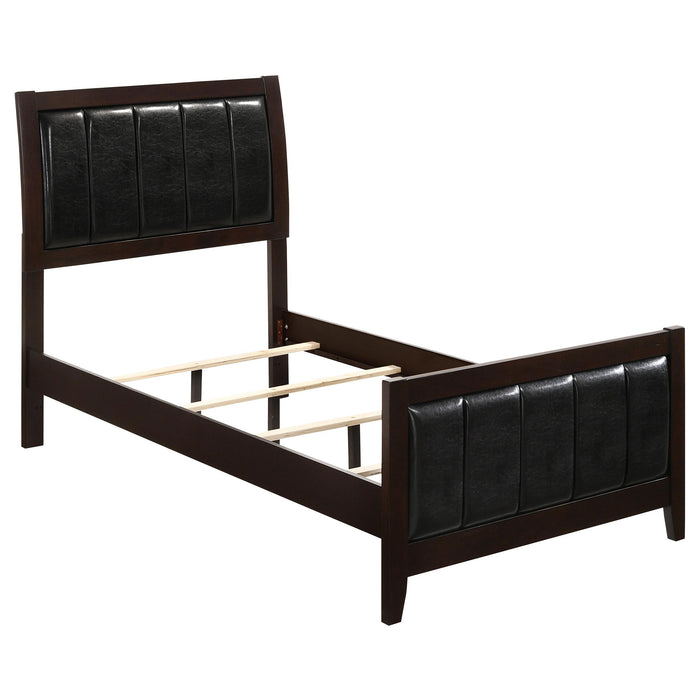 Carlton Full & Twin Upholstered Panel Bed Cappuccino and Black - California Furniture (Coachella, CA)
