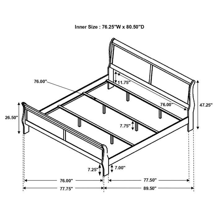 Louis Philippe Sleigh Panel Bed - California Furniture (Coachella, CA)