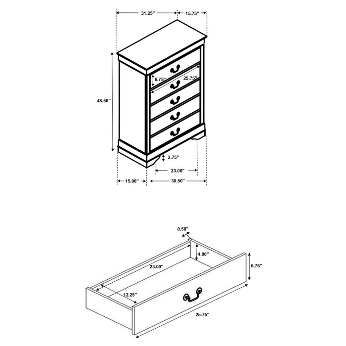 Louis Philippe Chest Brown - California Furniture (Coachella, CA)