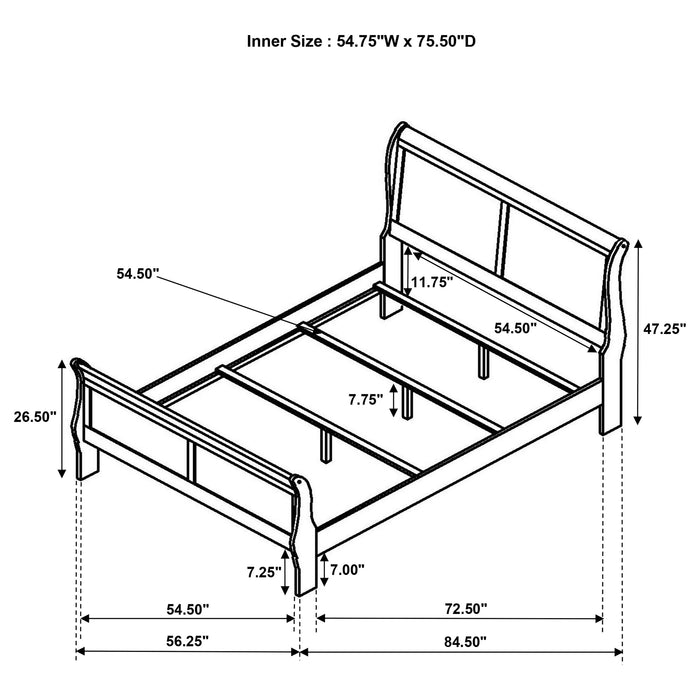 Louis Philippe Eastern King, Full, & Queen Bed - California Furniture (Coachella, CA)
