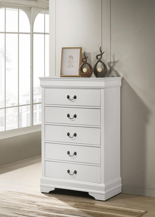 Louis Philippe 5-drawer Bedroom Chest White - California Furniture (Coachella, CA)
