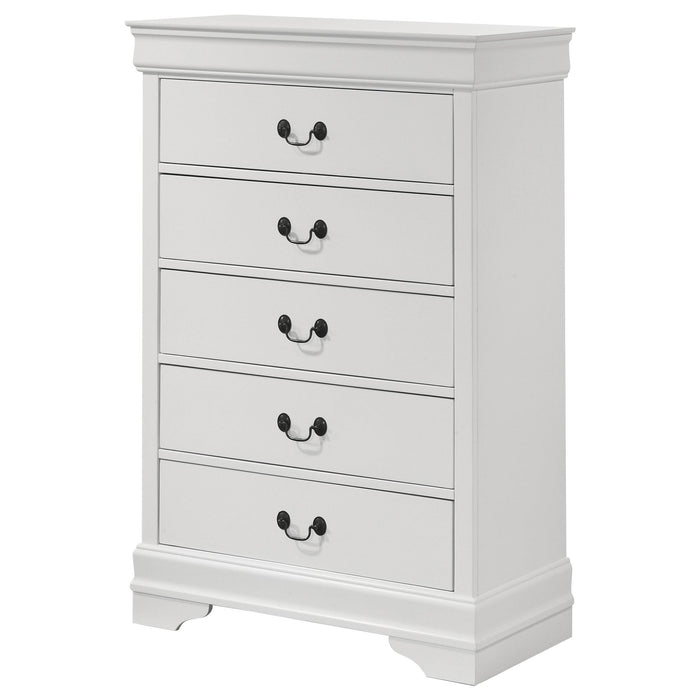 Louis Philippe 5-drawer Bedroom Chest White - California Furniture (Coachella, CA)