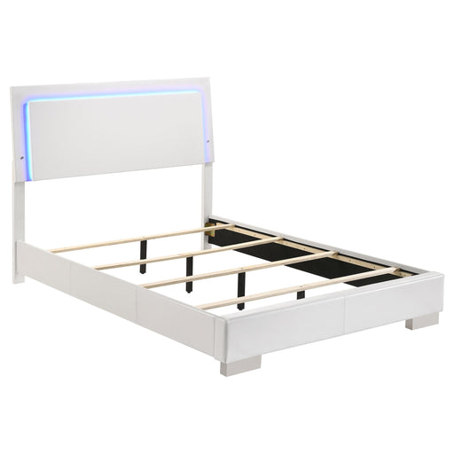 Felicity Full & Twin Panel Bed with LED Lighting Glossy White - California Furniture (Coachella, CA)