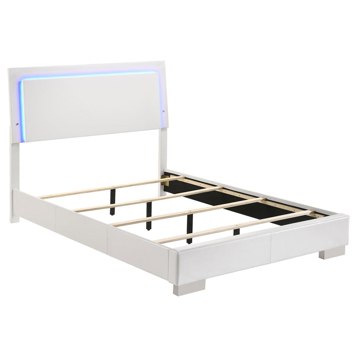 Felicity Full & Twin Panel Bed with LED Lighting Glossy White - California Furniture (Coachella, CA)