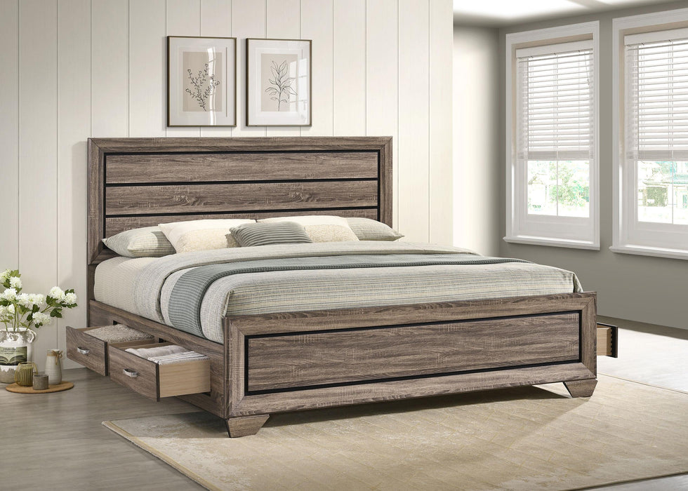 Kauffman California King, Eastren King & Queen Storage Bed Washed Taupe - California Furniture (Coachella, CA)