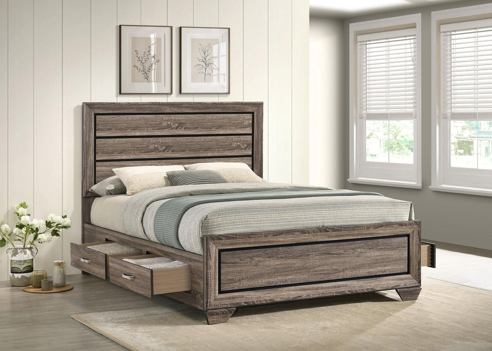 Kauffman California King, Eastren King & Queen Storage Bed Washed Taupe - California Furniture (Coachella, CA)