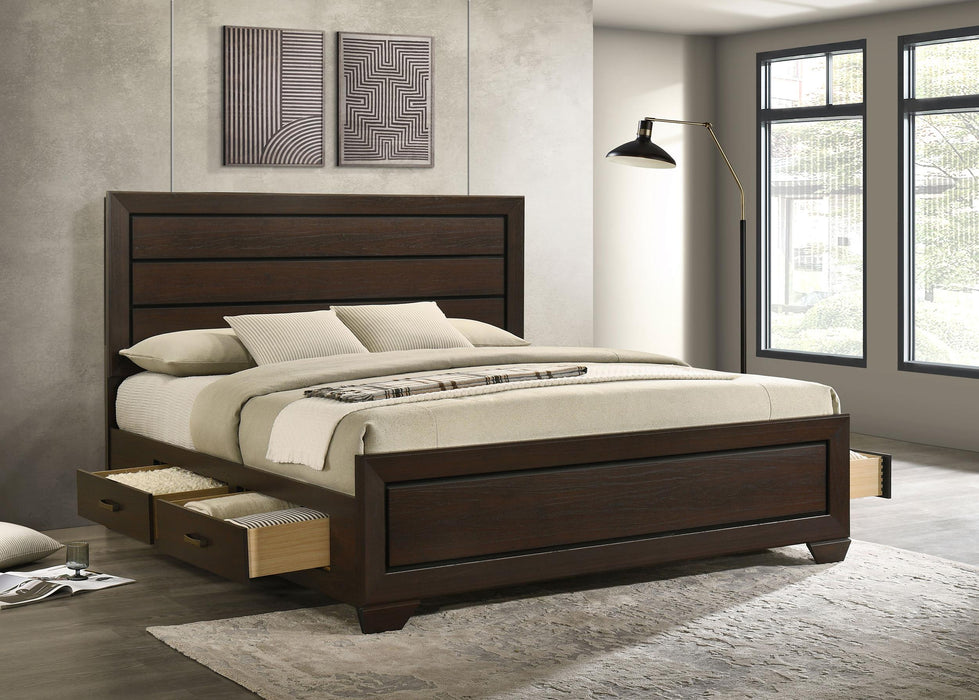 Kauffman California King, Eastren king, & Queen Storage Bed Dark Cocoa - California Furniture (Coachella, CA)