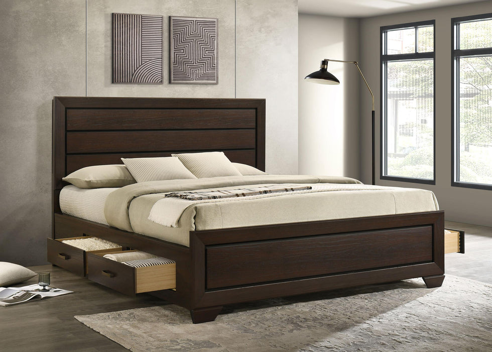 Kauffman California King, Eastren king, & Queen Storage Bed Dark Cocoa - California Furniture (Coachella, CA)