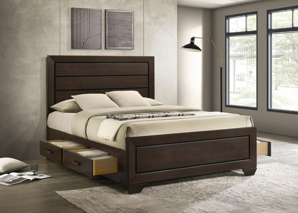 Kauffman California King, Eastren king, & Queen Storage Bed Dark Cocoa - California Furniture (Coachella, CA)