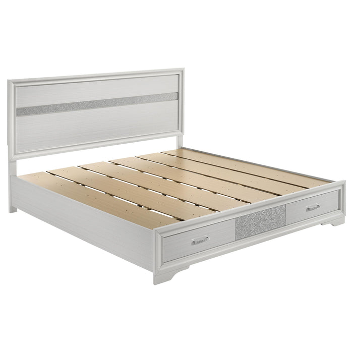 Miranda California King. E.King, & Queen 2-drawer Storage Bed Black & White - California Furniture (Coachella, CA)