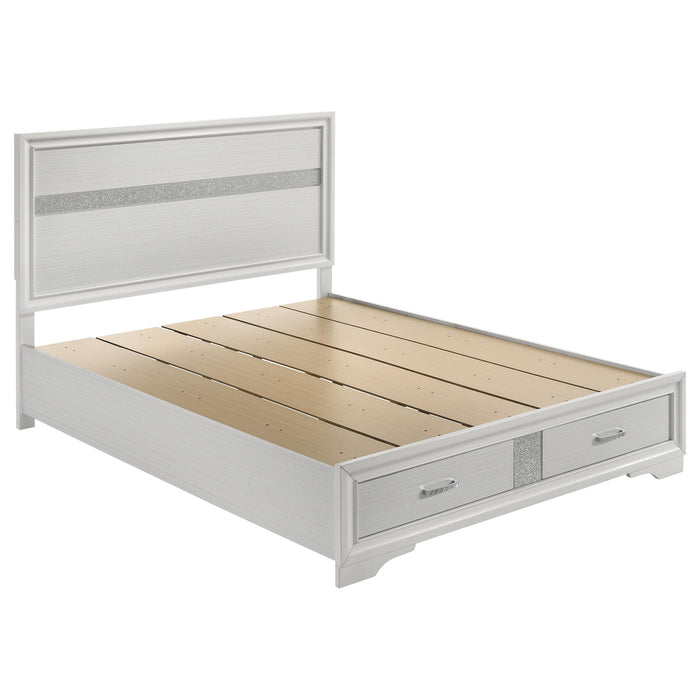 Miranda California King. E.King, & Queen 2-drawer Storage Bed Black & White - California Furniture (Coachella, CA)