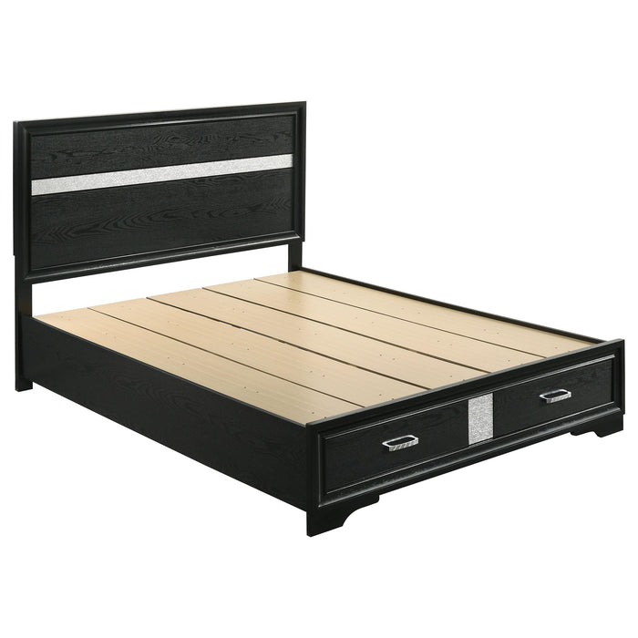 Miranda California King. E.King, & Queen 2-drawer Storage Bed Black & White - California Furniture (Coachella, CA)