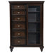 Andover 6-drawer Tempered Glass Door Chest Dark Oak - California Furniture (Coachella, CA)