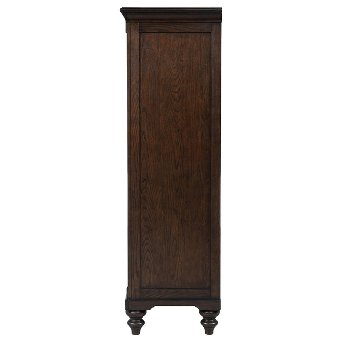 Andover 6-drawer Tempered Glass Door Chest Dark Oak - California Furniture (Coachella, CA)
