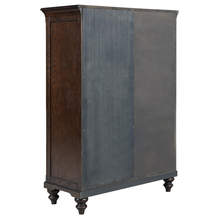 Andover 6-drawer Tempered Glass Door Chest Dark Oak - California Furniture (Coachella, CA)
