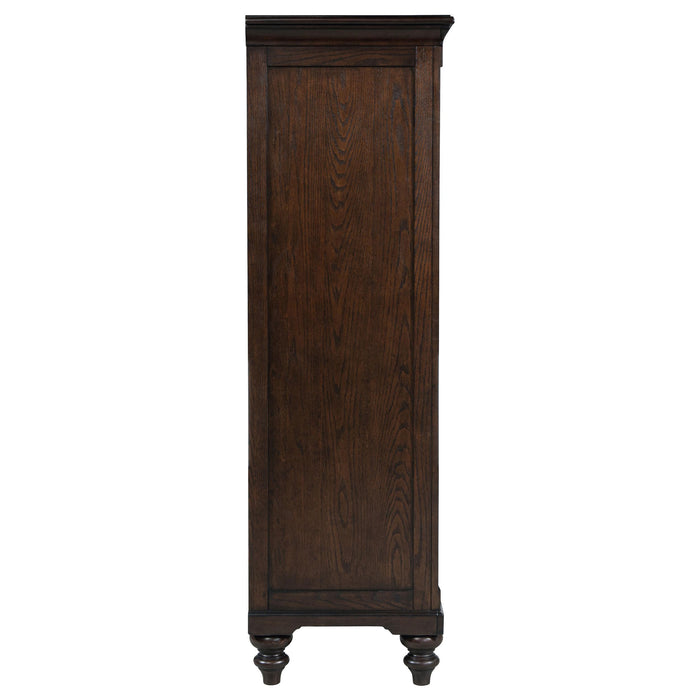 Andover 6-drawer Tempered Glass Door Chest Dark Oak - California Furniture (Coachella, CA)