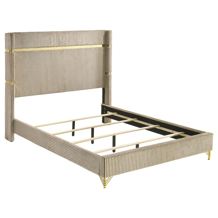 Lucia 4 & 5 Piece Bedroom Set King & Queen Beige & Grey - California Furniture (Coachella, CA)
