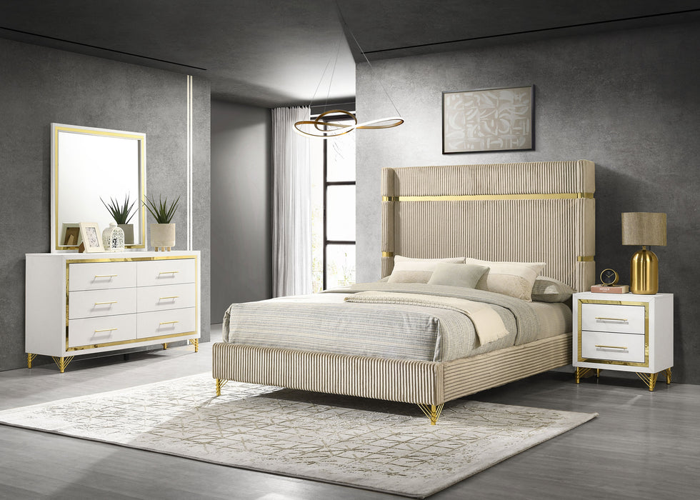 Lucia 4 & 5 Piece Bedroom Set King & Queen Beige & Grey - California Furniture (Coachella, CA)