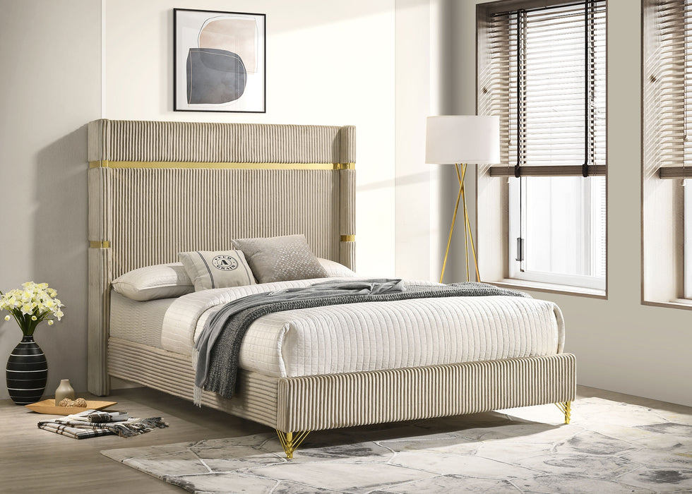 Lucia Eastern King & Queen Bed Beige & Grey - California Furniture (Coachella, CA)