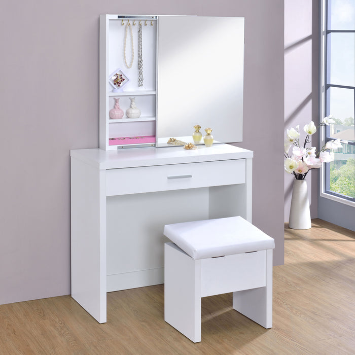Harvey Makeup Vanity Table with Mirror and Stool - California Furniture (Coachella, CA)
