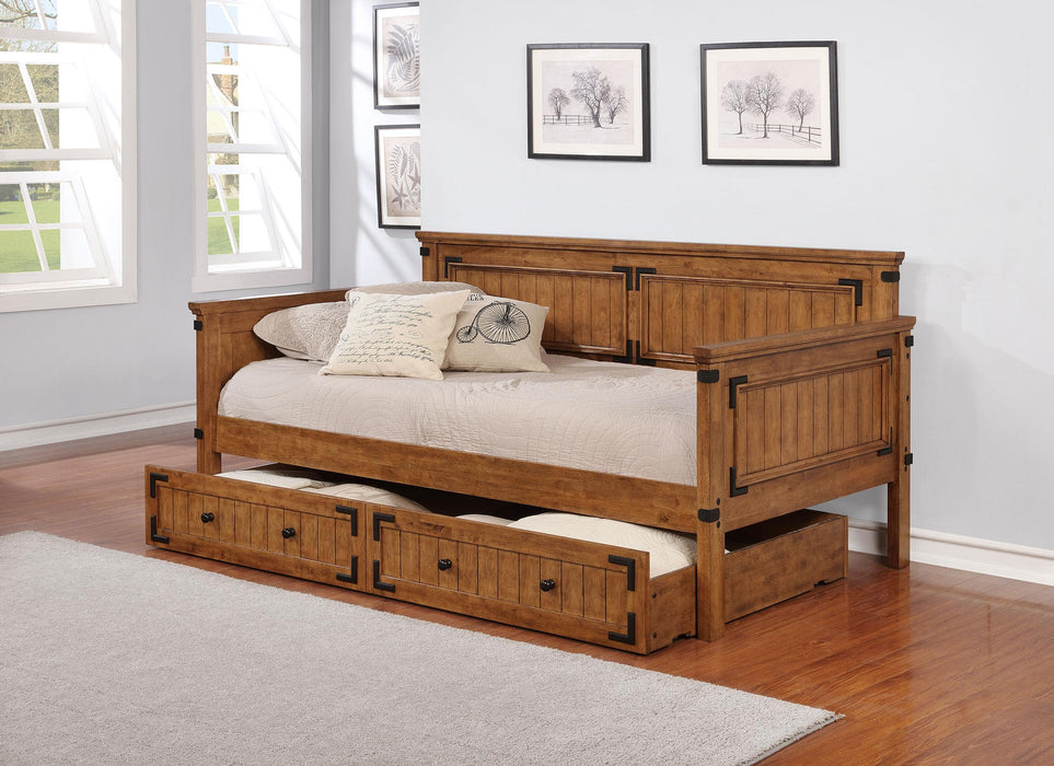 Oakdale Wood Twin Daybed with Trundle Rustic Honey - California Furniture (Coachella, CA)