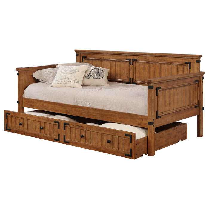 Oakdale Wood Twin Daybed with Trundle Rustic Honey - California Furniture (Coachella, CA)