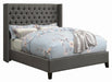 Bancroft Demi-wing Upholstered California King, E.King, Queen & Full Bed Grey - California Furniture (Coachella, CA)