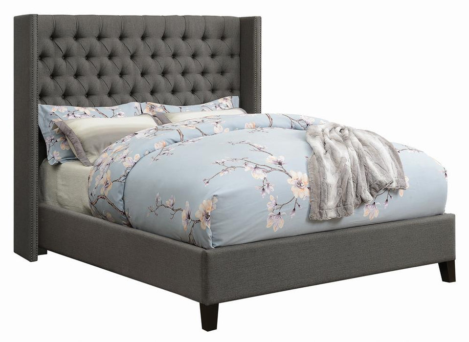 Bancroft Demi-wing Upholstered California King, E.King, Queen & Full Bed Grey - California Furniture (Coachella, CA)