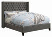 Bancroft Demi-wing Upholstered California King, E.King, Queen & Full Bed Grey - California Furniture (Coachella, CA)