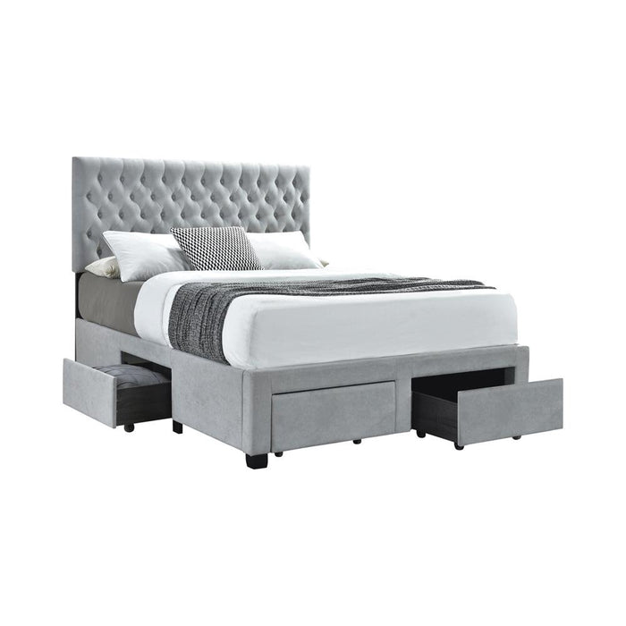 Soledad Eastern King, Full, & Queen 4-drawer Button Tufted Storage Bed Black & White - California Furniture (Coachella, CA)