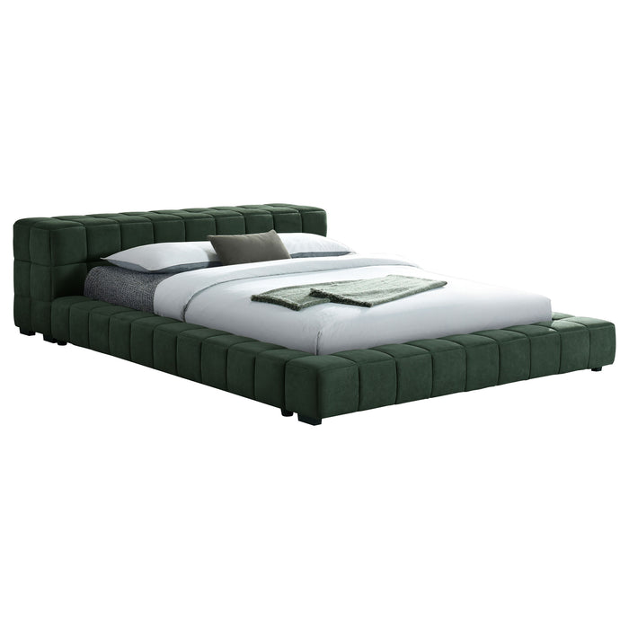 Trinity California King, E.king, Queen, & Full Bed Green & Light Taupe - California Furniture (Coachella, CA)