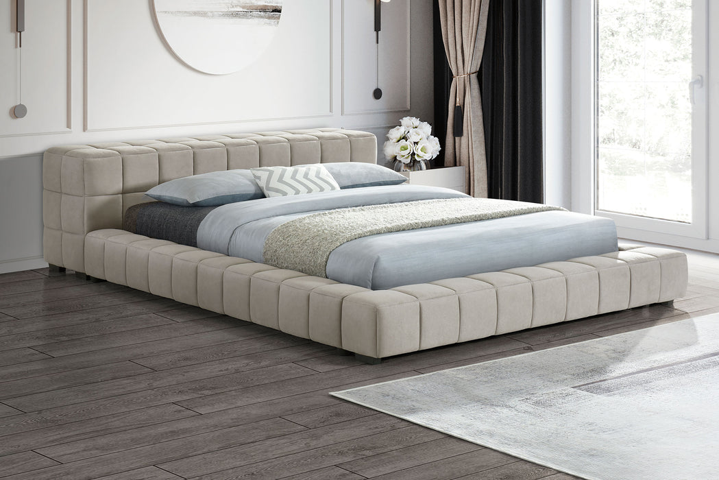Trinity California King, E.king, Queen, & Full Bed Green & Light Taupe - California Furniture (Coachella, CA)