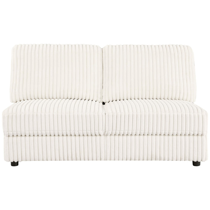 Emberson Upholstered Armless Loveseat Ivory - California Furniture (Coachella, CA)