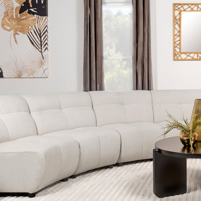 Charlotte Upholstered Curved Armless Chair Ivory - California Furniture (Coachella, CA)