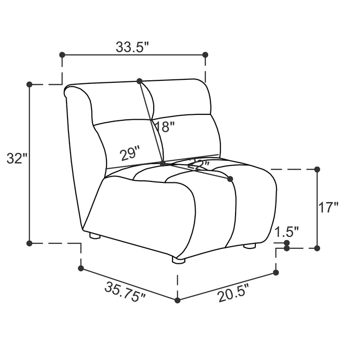 Charlotte Upholstered Curved Armless Chair Ivory - California Furniture (Coachella, CA)