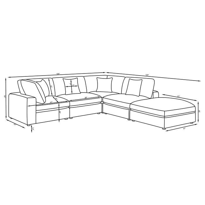Serene 5-piece Upholstered Modular Sectional Sofa Beige - California Furniture (Coachella, CA)