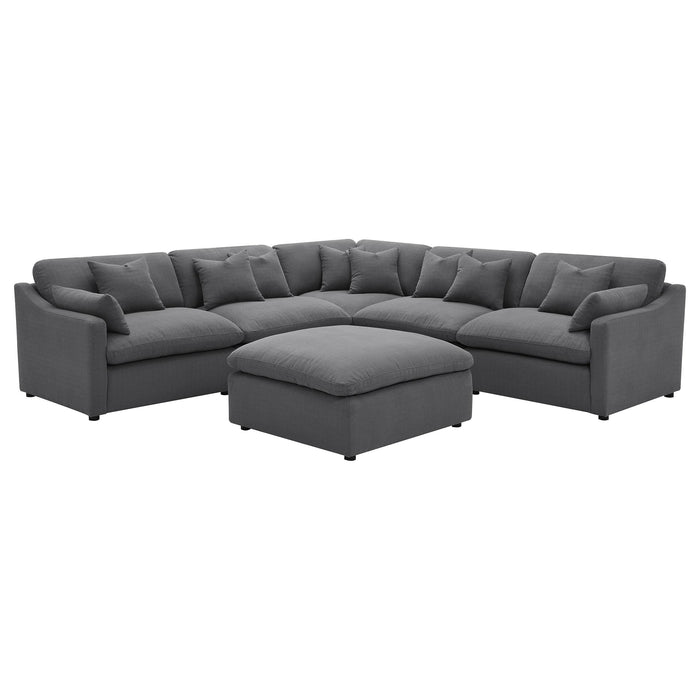 Hobson 6-piece Upholstered Modular Sectional Sofa Charcoal - California Furniture (Coachella, CA)
